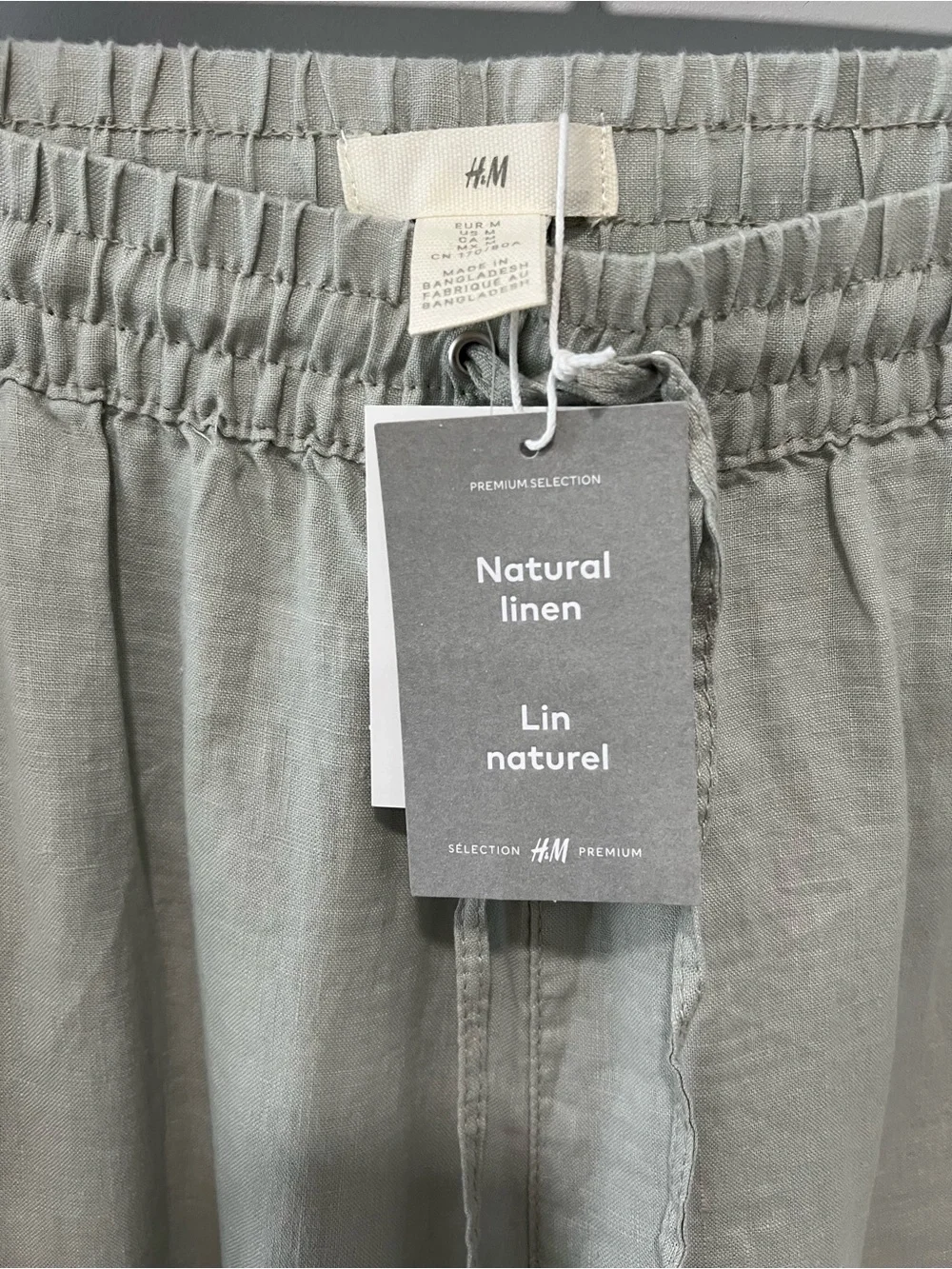 Sage green linen drawstring pants with pockets NWT size medium